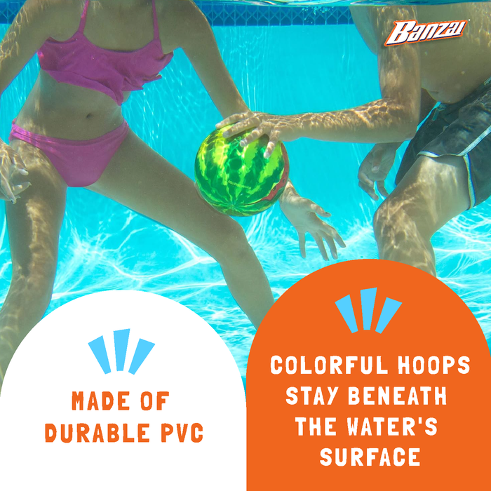 Banzai Melon Madness Pool Challenge Underwater Water-Filled Ball w/ Target Hoop