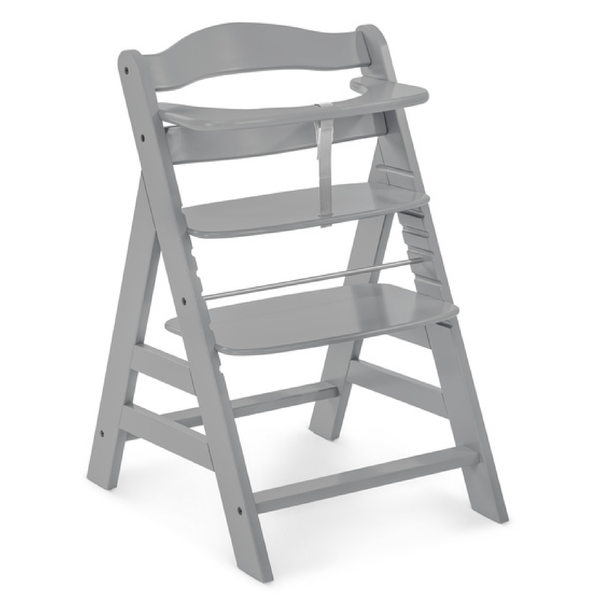 hauck Alpha+ Wooden High Chair with Tray and Safety Bar, Grey