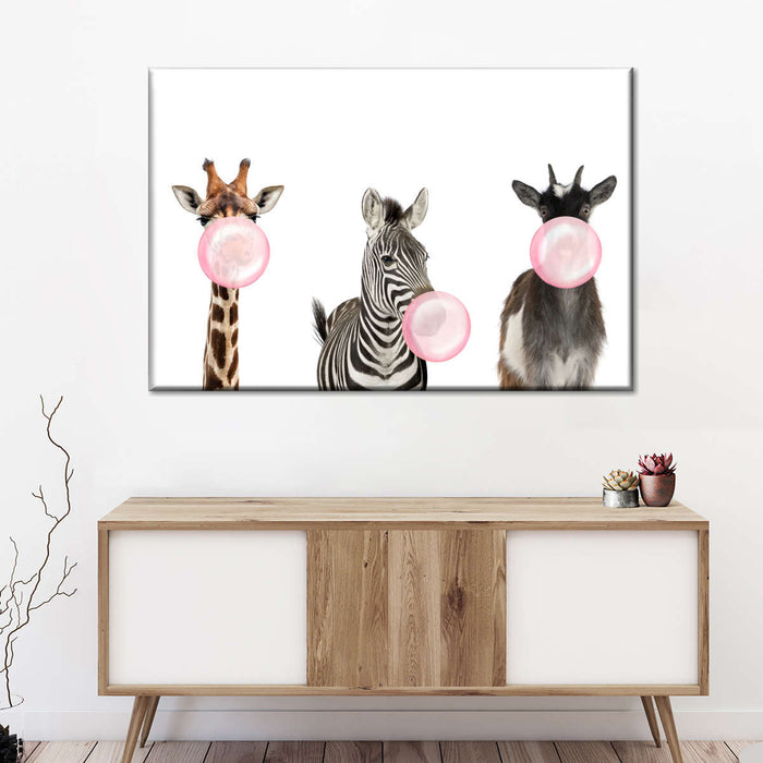 ElephantStock Bubble Gum Safari Animals Wall Art