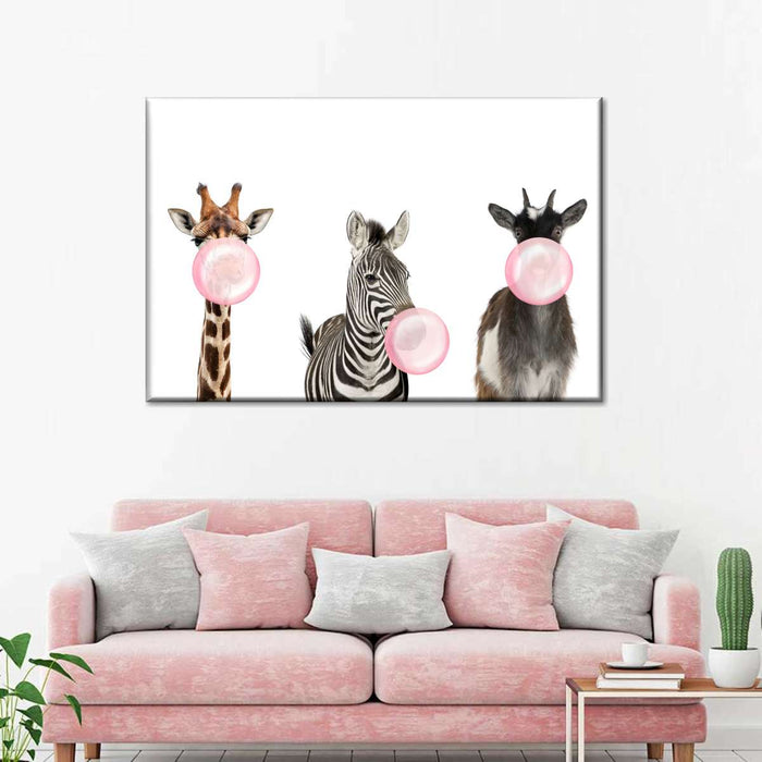 ElephantStock Bubble Gum Safari Animals Wall Art