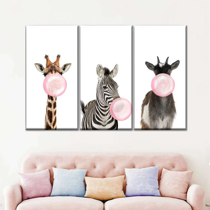 ElephantStock Bubble Gum Safari Animals Wall Art