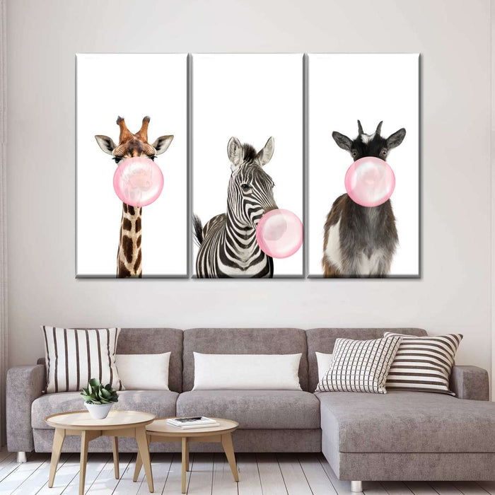 ElephantStock Bubble Gum Safari Animals Wall Art