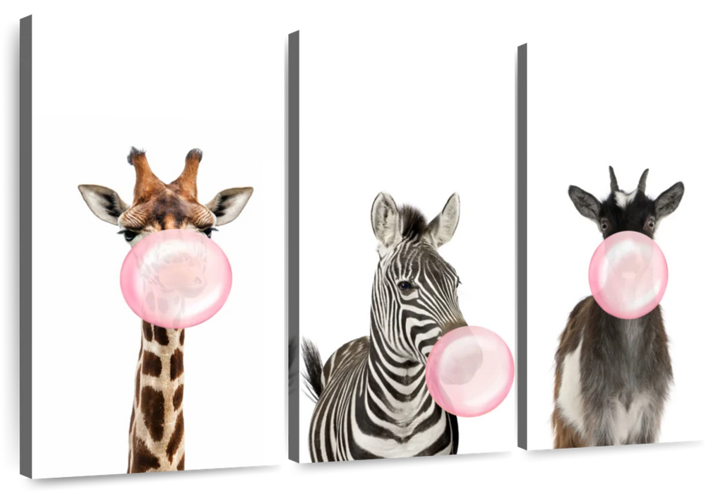 ElephantStock Bubble Gum Safari Animals Wall Art