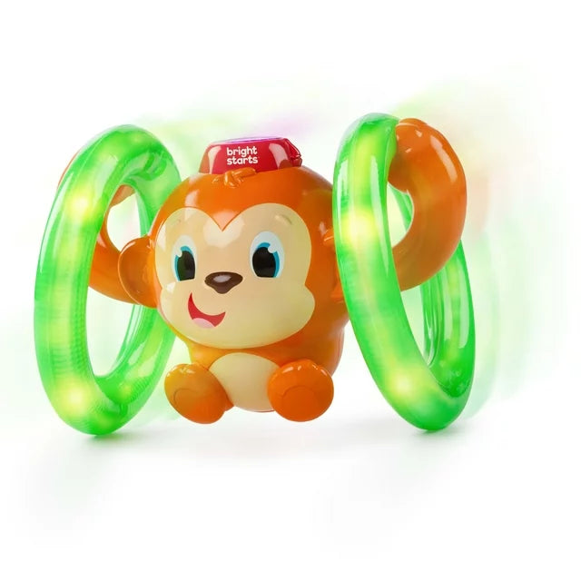 Bright Starts Roll & Glow Monkey Toy with Lights and Melodies