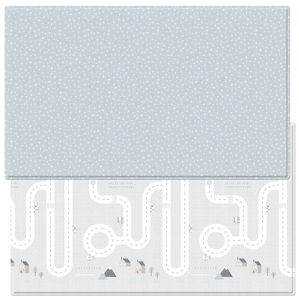 BABYCARE Baby Play Mat - Speckle Blue & Scandi Road