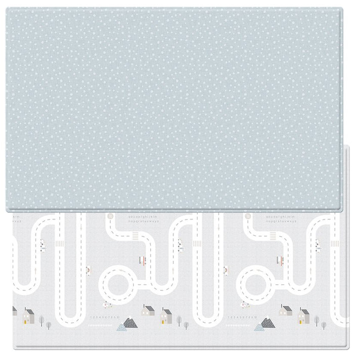 BABYCARE Baby Play Mat - Speckle Blue & Scandi Road