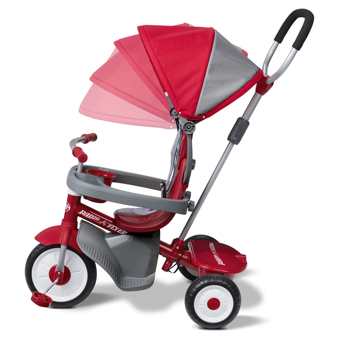 Radio Flyer EZ Fold 4-in-1 Stroll 'N Trike Infant Toddler Stroller Tricycle, Red