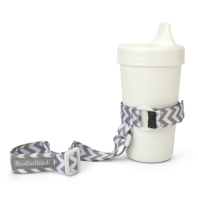BooginHead SippiGrip Sippy Cup Holder Drink ware Accessory, Gray Chevron