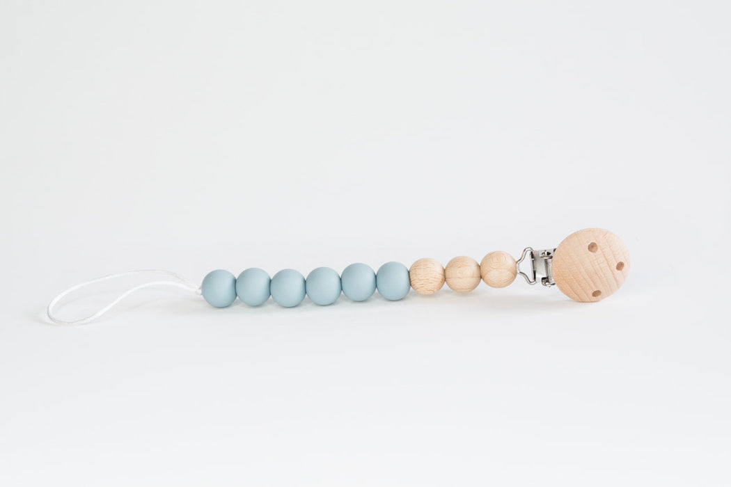 Babeehive Goods Duck Egg Blue Beaded Wooden & Silicone Pacifier Clip