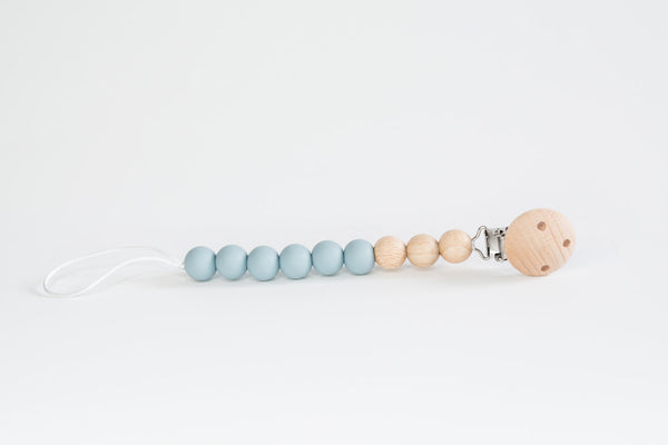 Babeehive Goods Duck Egg Blue Beaded Wooden & Silicone Pacifier Clip