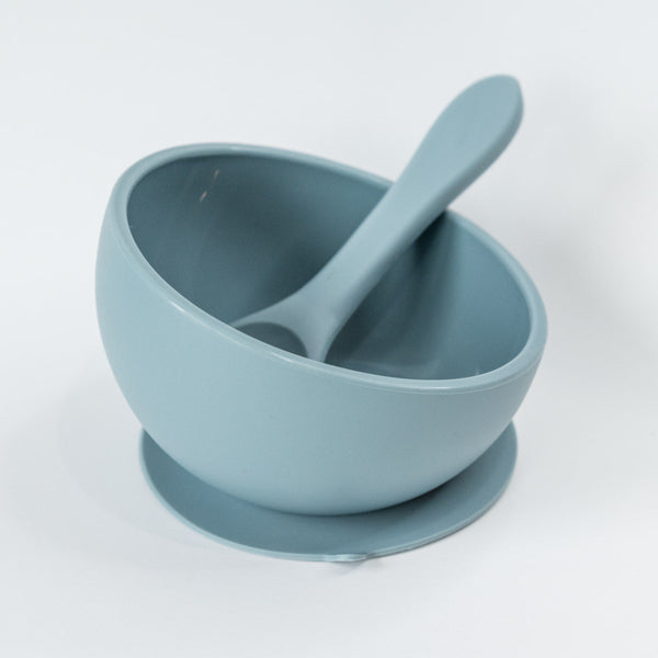 Babeehive Goods Duck Egg Blue Suction Bowl and Spoon Set