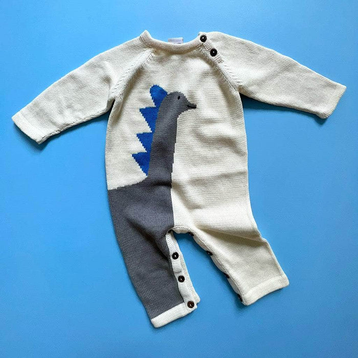 Estella Knit Baby Romper-Dinosaur
