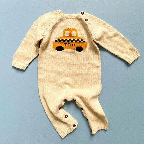 Estella Knit Baby Romper - Taxi