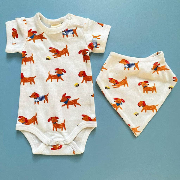 Estella 'Sparkie' Dog Baby Gift Set with Onesie & Bib