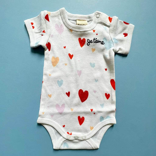 Estella Printed Baby Onesie-Hearts