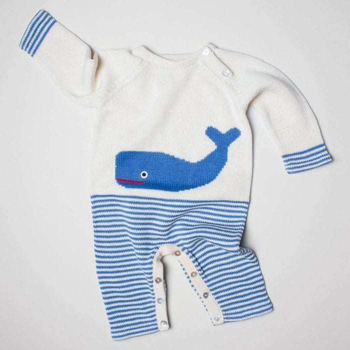 Estella Baby Gift Set - Handmade Whale Long Romper, Heart Lovey, Sea Rattles and Whale Book