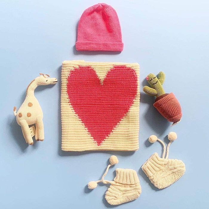 Estella Baby Gift Set - Newborn Security Blanket, Rattle Toys, Booties and Hat | Heart, Cactus, Giraffe