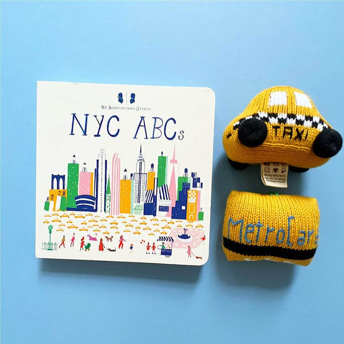 Estella Baby Gift Set-NYC ABCs Book & Organic NYC Taxi and Metro Baby Rattles