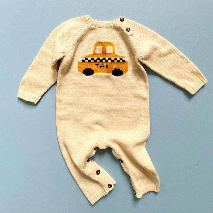 Estella Knit Taxi Baby Romper and Taxi Toys Baby Gift Set