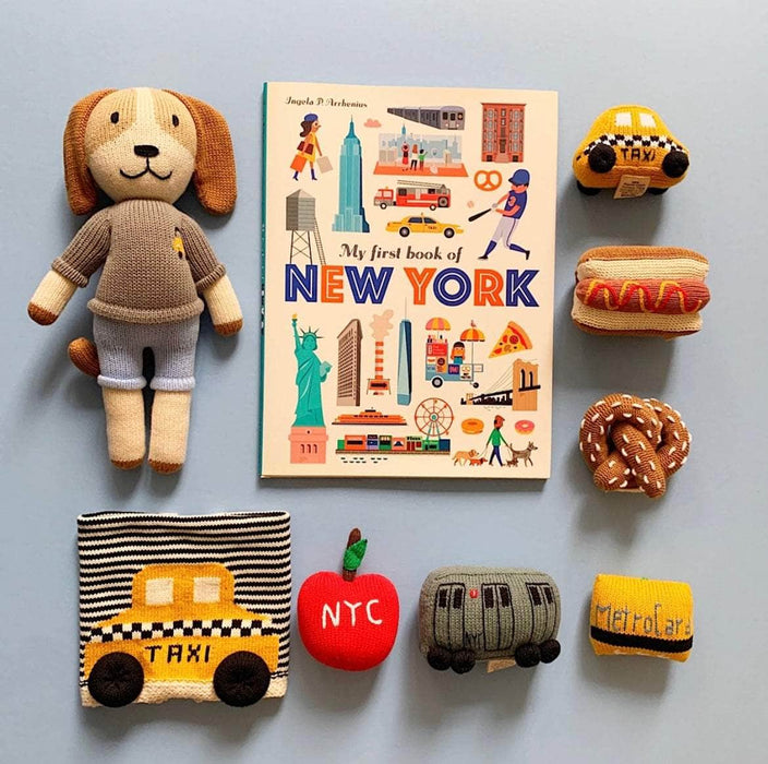 Estella Organic Baby Gift Set | NYC Book, Doll, Lovey & 6 Rattles