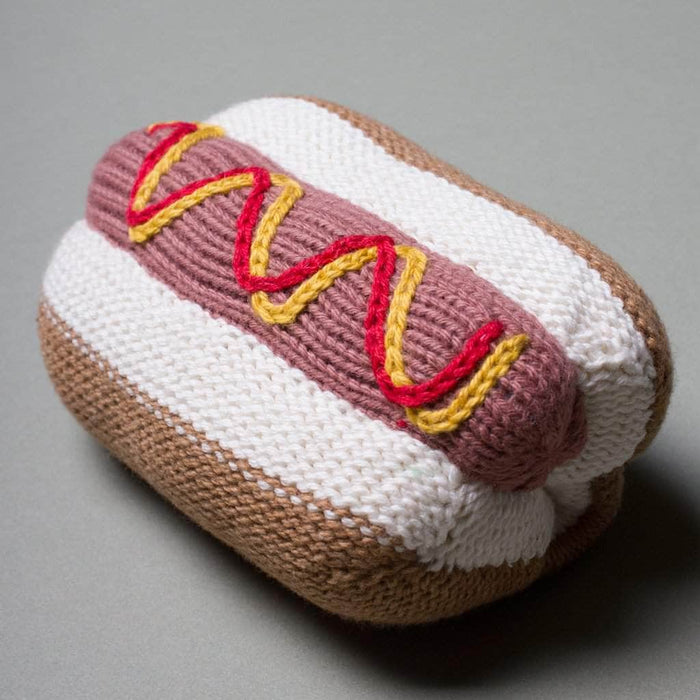 Estella Organic Baby Gift Sets - Handmade Newborn Rattle Toys | Hotdog, Hamburger & Pretzel