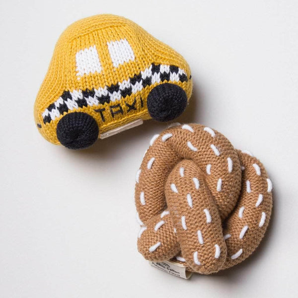 Estella Organic Baby Toys Gift Set - Pretzel & Taxi Rattles