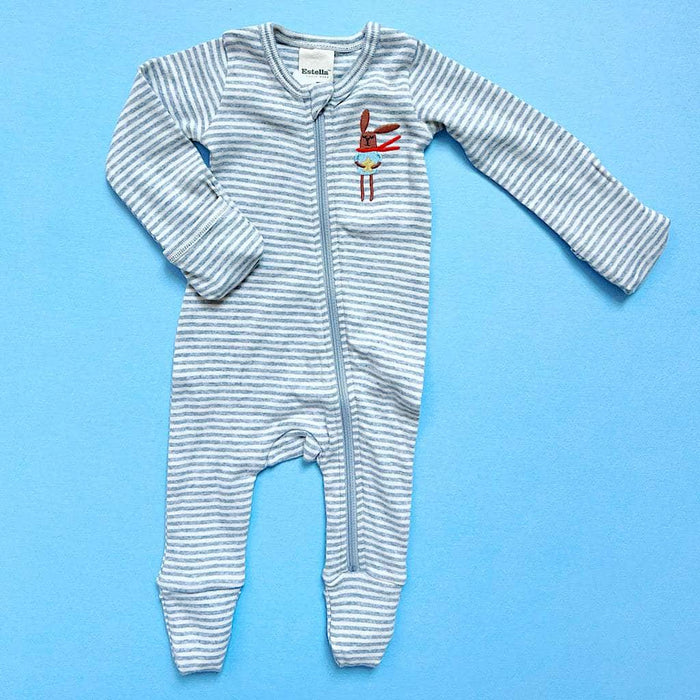 Estella Baby Zip Sleeper-Bunny Embroidery