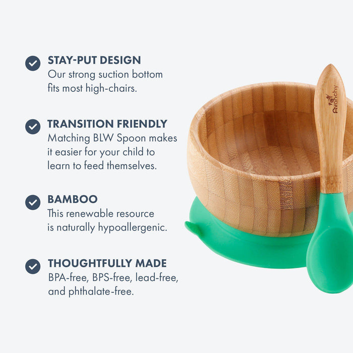 Avanchy Bamboo Baby Suction Bowl + Spoon