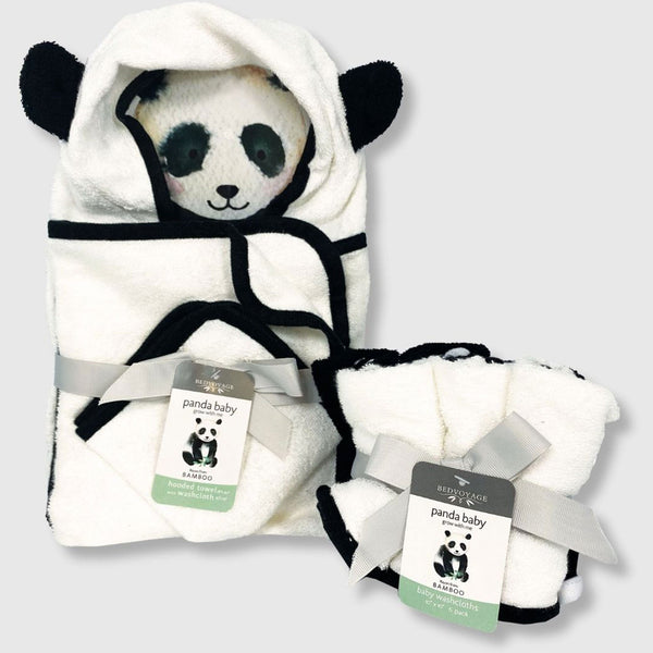 BedVoyage Panda Baby viscose from Bamboo Bath Essentials 8pc Baby Gift Set - White - Black