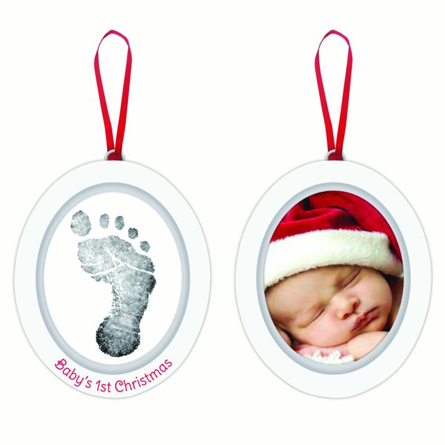 Pearhead White Wooden Double Sided Photo Christmas Decorative Accent Ornament