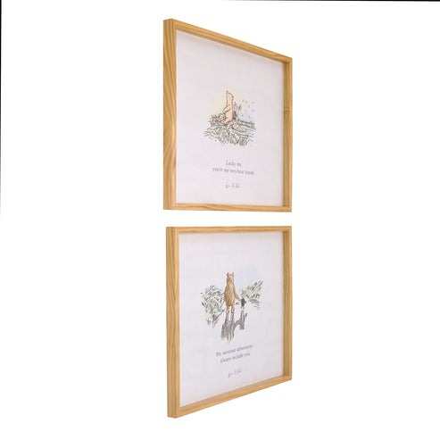 Classic Pooh "My Sweetest Adventures Always Include You" Natural Pine Wood Framed Art Canvas Wall Décor