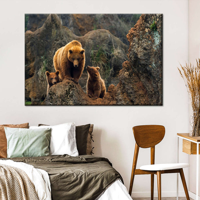 ElephantStock Bear And Cubs Wall Art