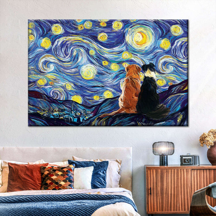 ElephantStock Dogs Journey Starry Night Wall Art