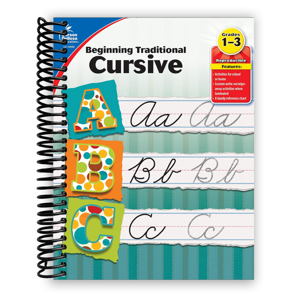 Lay it Flat Carson Dellosa Beginning Traditional Cursive Handwriting Workbook for Kids, (Spiral Bound)