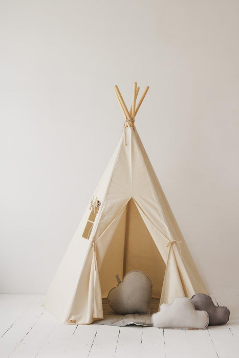 Moi Mili “Beige” Teepee and "Grey Linen" Round Mat Set