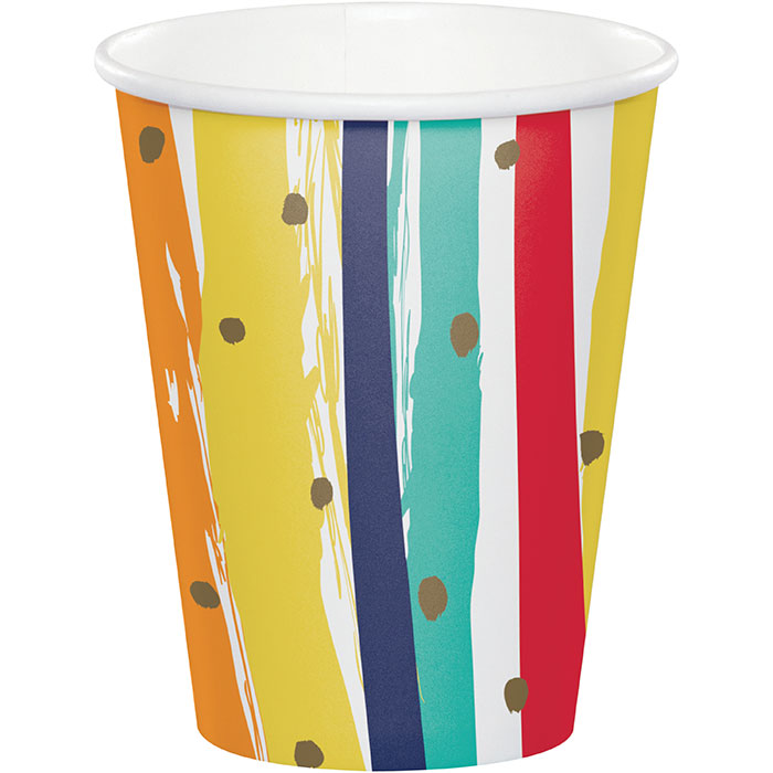 Party Decorations Birthday Stripes Hot/Cold Cup 9oz. 8ct