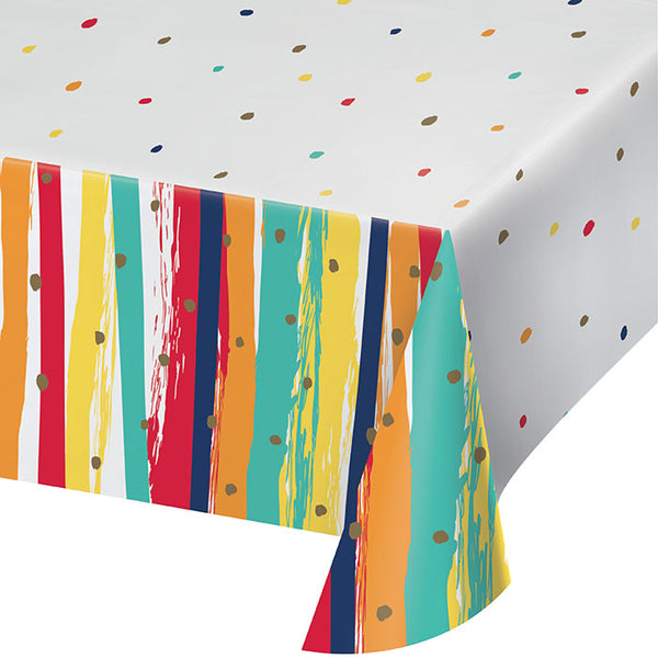 Party Decorations Birthday Stripes Tablecover, Paper 1ct