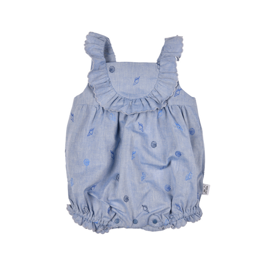 Bebe Sweeny Girls Blue Cotton Chambray Romper