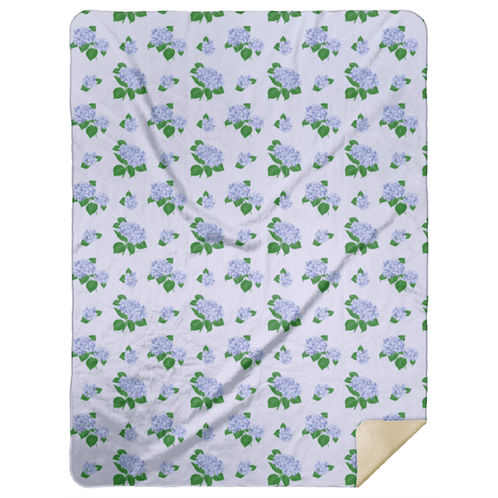 Little Hometown Blue Hydrangea Plush Throw Blanket 60x80