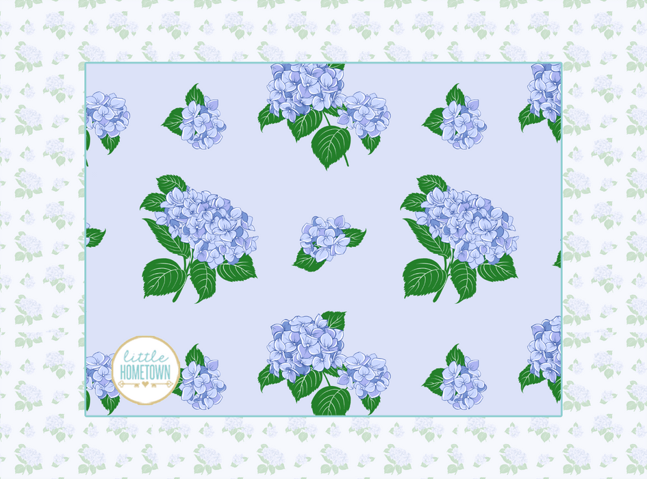 Little Hometown Blue Hydrangea Plush Throw Blanket 60x80