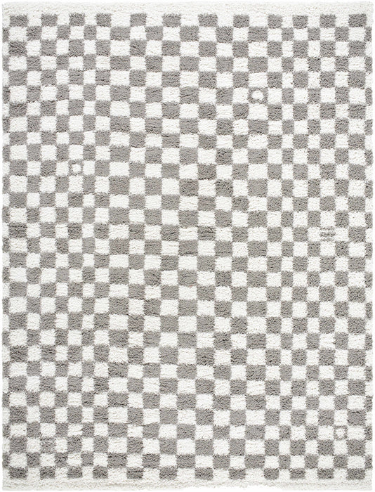 Hauteloom Kieu Taupe Checkered Area Rug