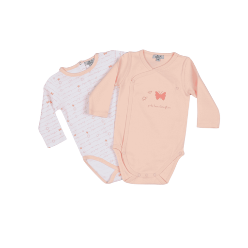 Bebe Sweeny Baby Girls White & Cloud Pink Cotton Bodysuit Set (2)