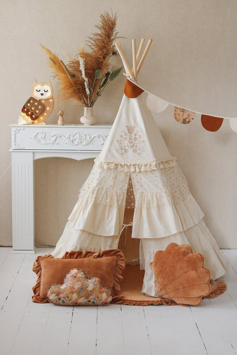 Moi Mili “Boho” Teepee Tent with Frills and Embroidery