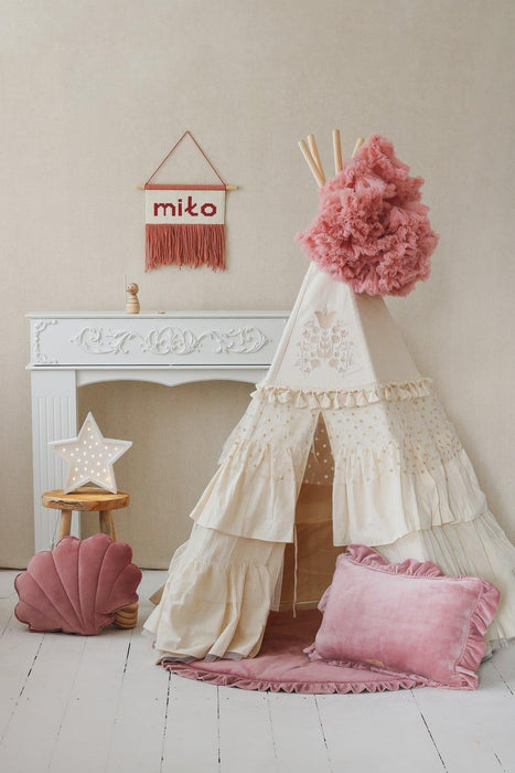 Moi Mili “Boho” Teepee Tent with Frills and Embroidery