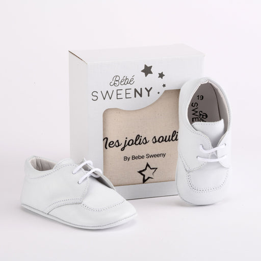 Bebe Sweeny Boys White Leather Pre-Walker Lace Shoes