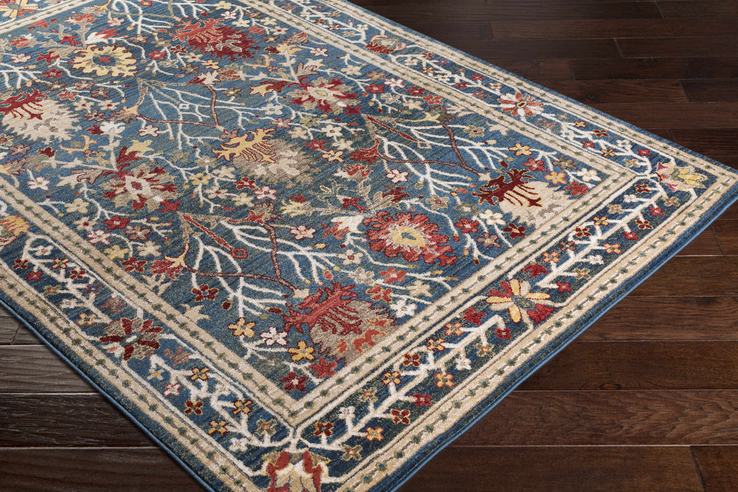 Hauteloom Neola Navy Blue Damask Area Rug