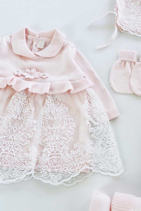 THA Dressing Brea Pink Knit Newborn Coming Home Set (5 Pcs)