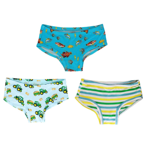 Free Birdees Calypso Fish/Breeze Tractors/Tractors Stripe Girls Underwear Set of 3