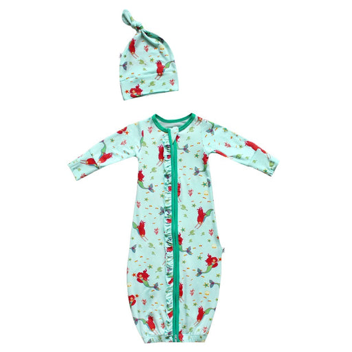 Free Birdees Brilliant-Sea Mermaids Ruffle Newborn Gown & Knot Hat Set