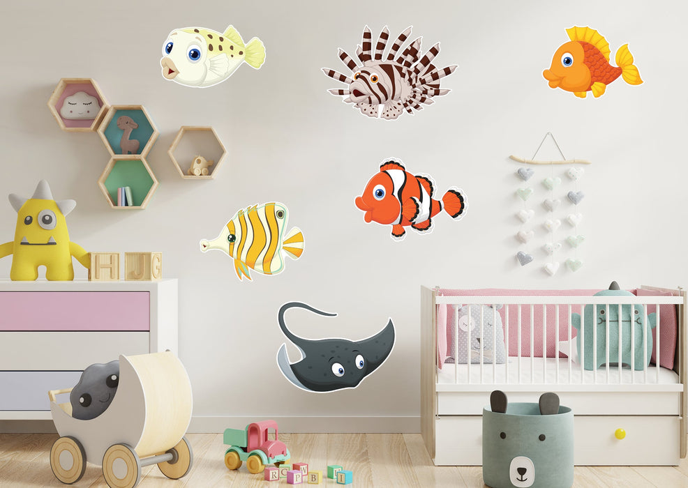 Fathead Nursery:  Colorful Fish Collection        -   Removable Wall   Adhesive Decal